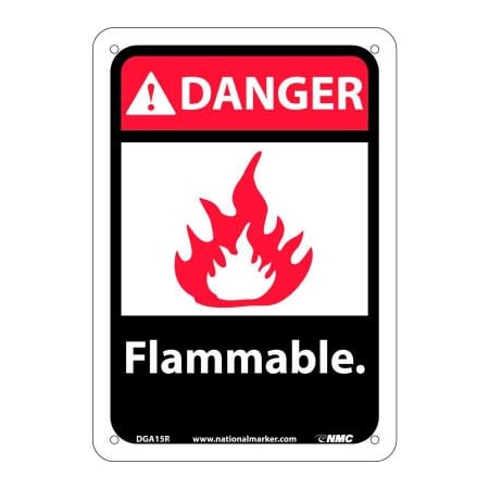 National Marker Co Graphic Signs - Danger Flammable - Plastic 7inW X 10inH DGA15R